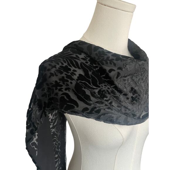 Cejun Accessories - Cejun Velvet Burnout Scarf Evening Wear Elegant Formal Dressy 9"x 60” Black